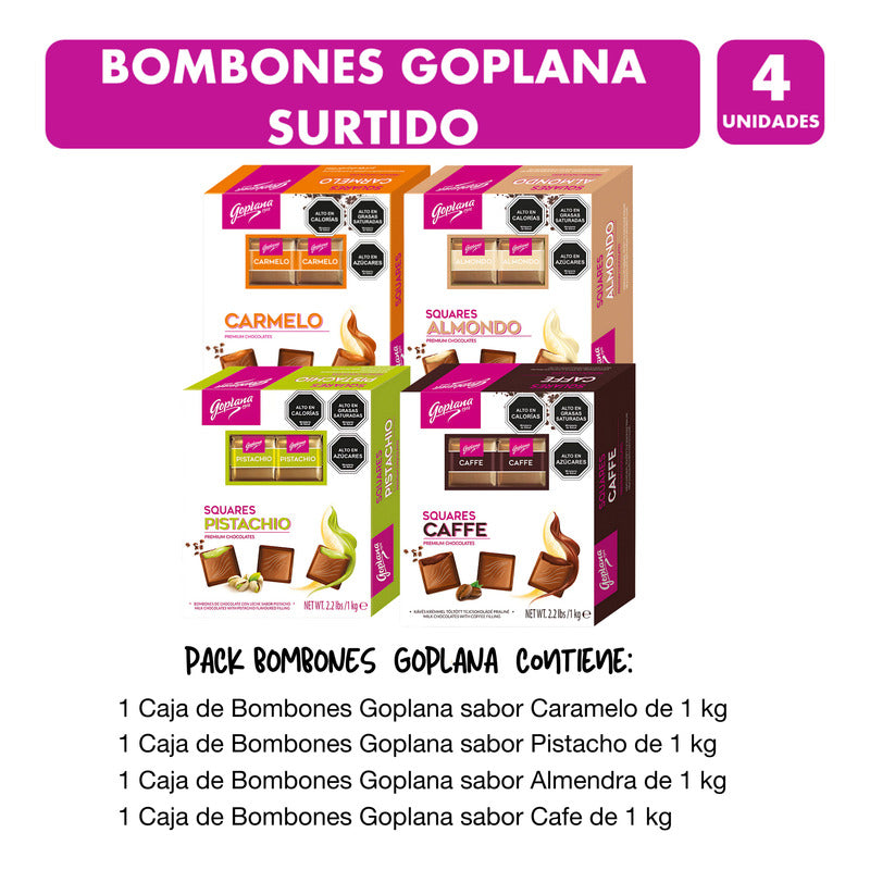 Bombones Squares Goplana Sabores Surtidos (pack De 4 Cajas)
