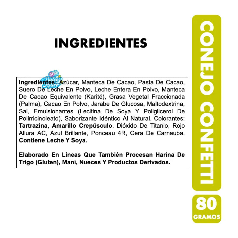 Chocolate Conejo Confetti Con Mini Chubis De Merello (80gr)