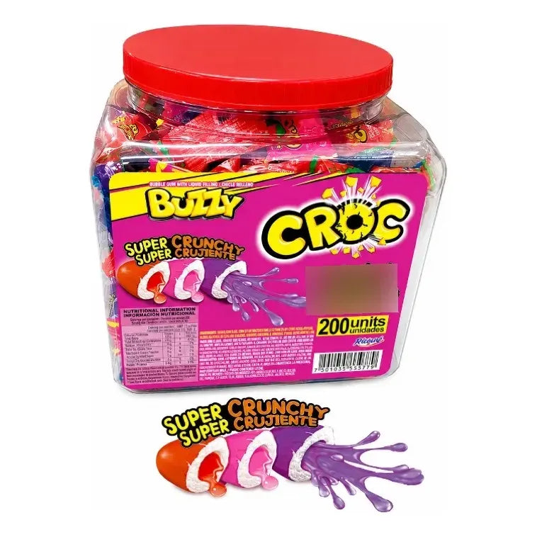 Chicles Croc Sabores Surtidos Con Centro Líquido Buzzy 200un