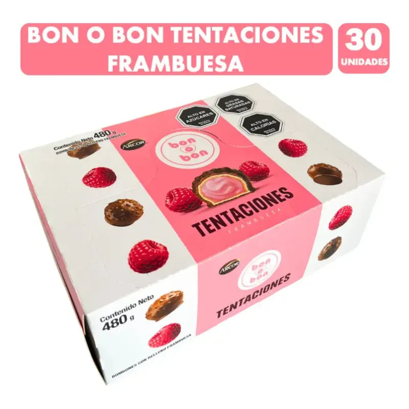 Bon O Bon Tentaciones Sabor Frambuesa - Caja Con 30 Unidades
