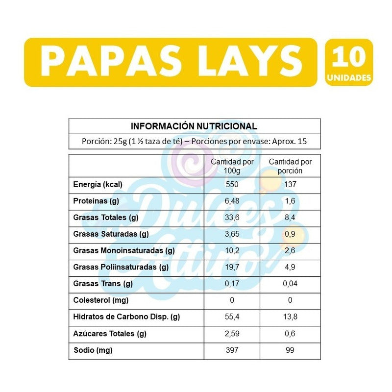Papas Lays (manga De 10 Unidades)