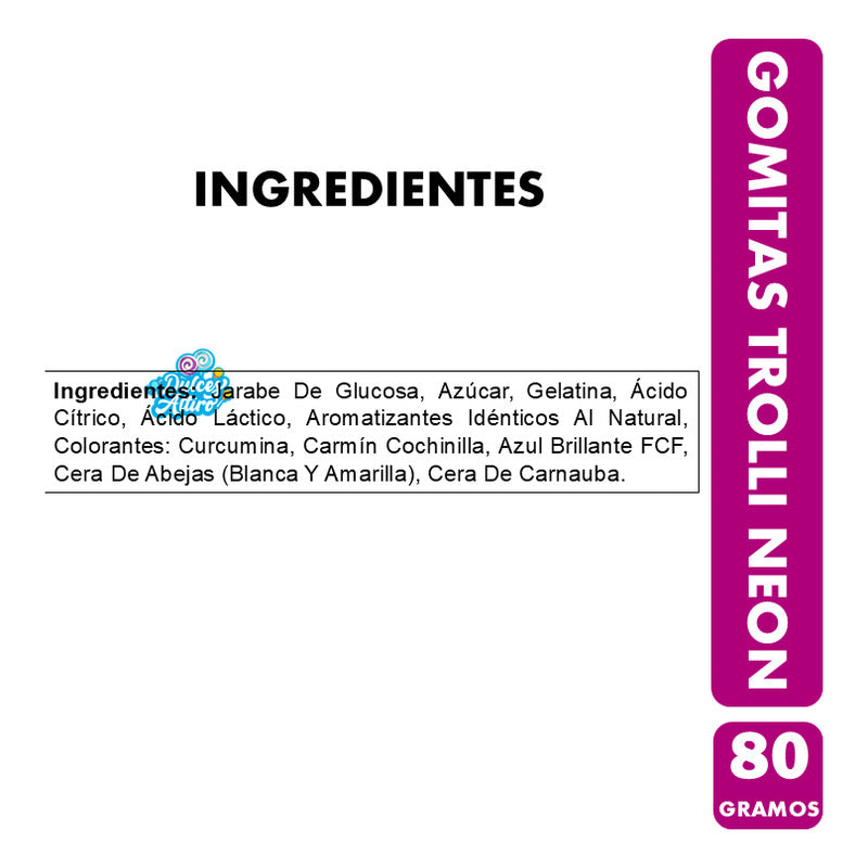 Gomitas Trolli Neón - Sabores Frutales Libre De Gluten
