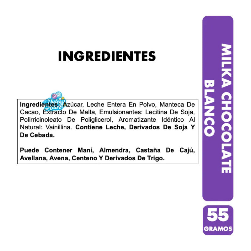 Chocolate Blanco Milka (barra De 55 Gramos)