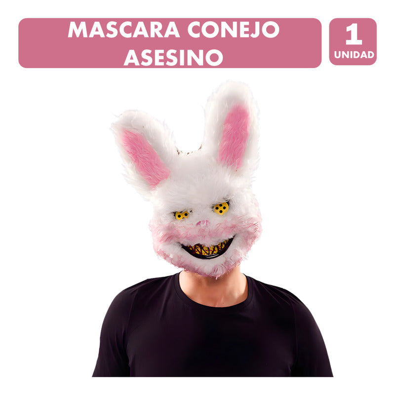 Mascara De Conejo Asesino Adulto Especial Fiesta Halloween Blanco