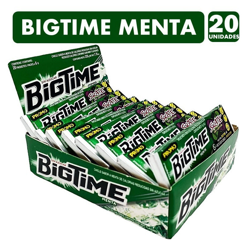 Chicle Bigtime Menta Display 20 Unidades 11gr