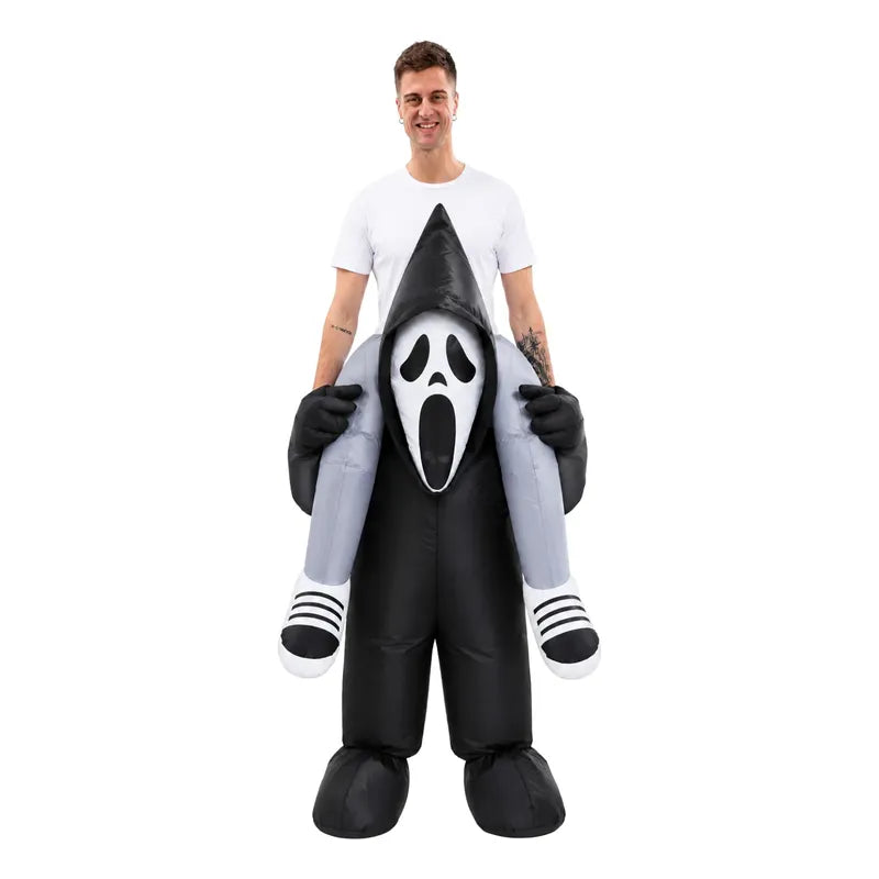 Disfraz Inflable Fantasma Ride Adulto Noche Halloween Negro 160-190