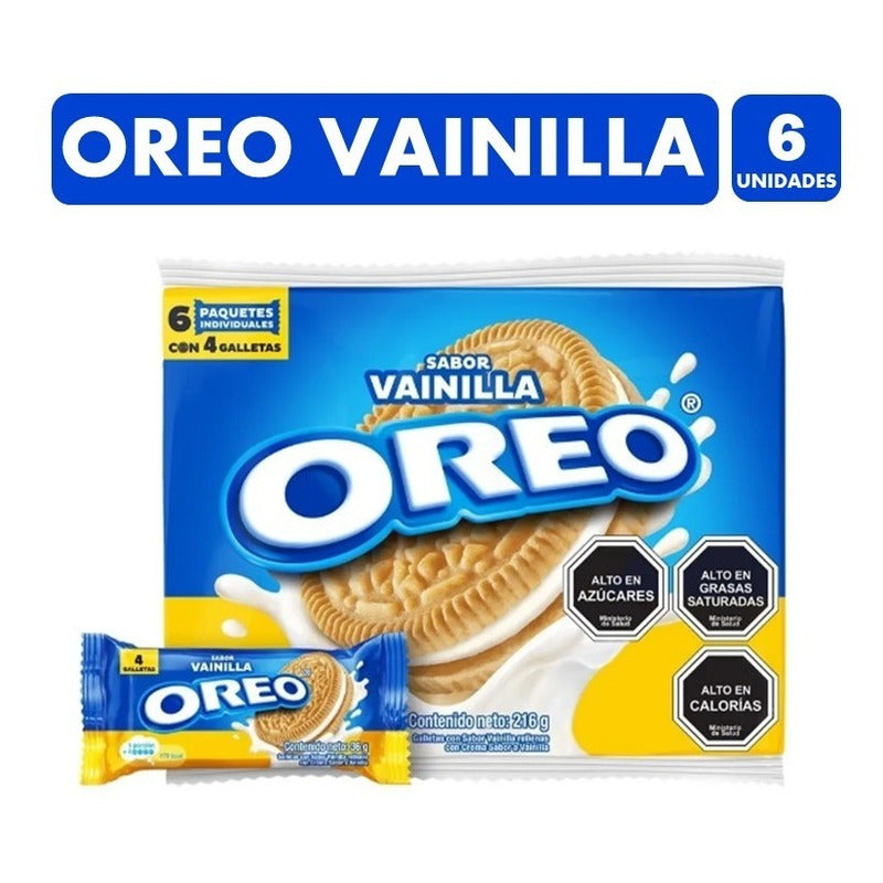 Galletas Oreo, Sabor Vainilla - Pack De 6 Unidades, 36gr C/u