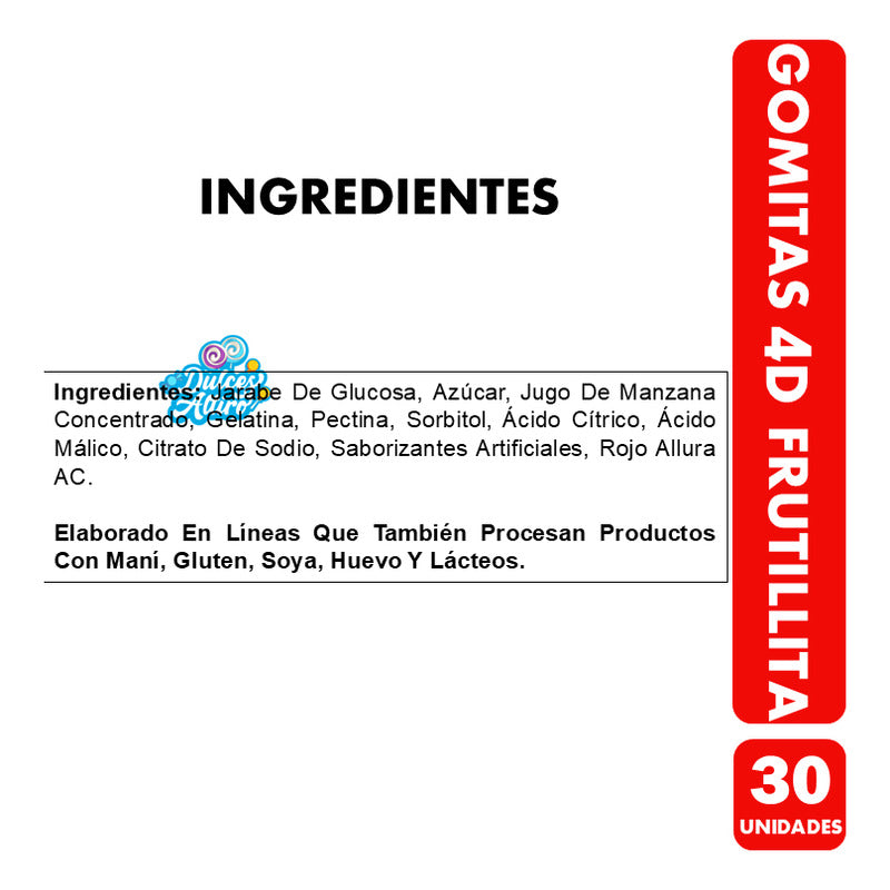 Gomitas 4d Frutillita Con Centro Líquido De Frutilla - 30 Un