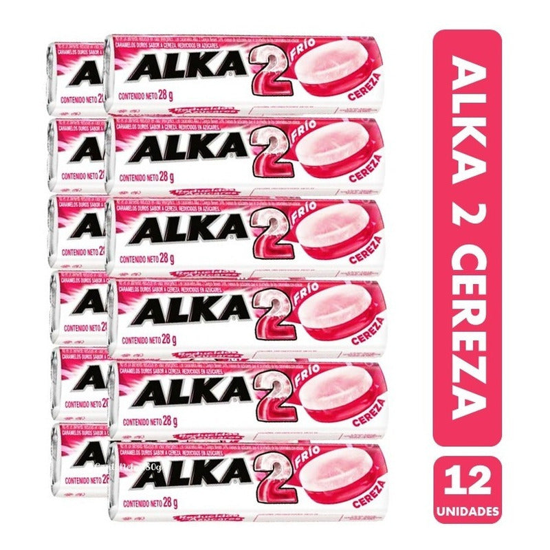 Caramelos Alka 2, Sabor Cereza (display De 12 Unidades)
