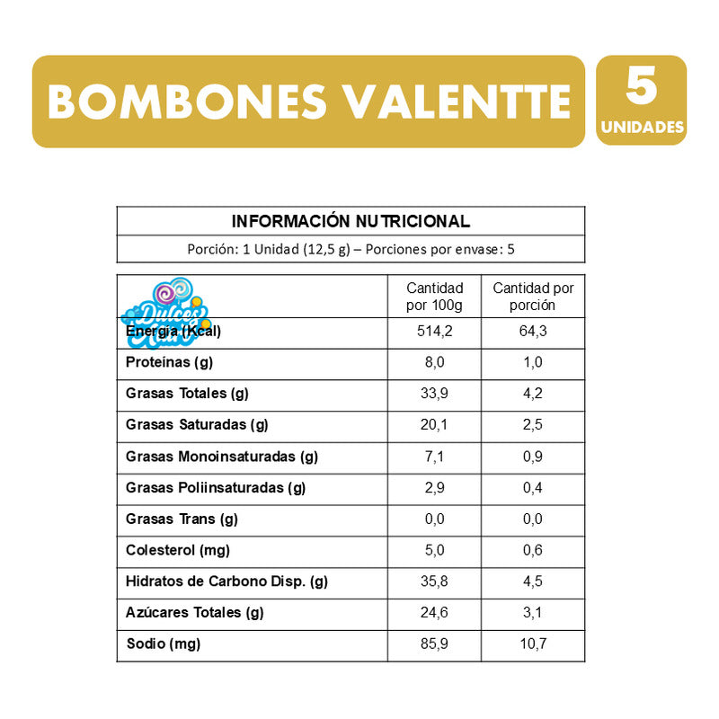 Bombones Valennte - Para Regalo Forma Mini Corazón (5 Uni)