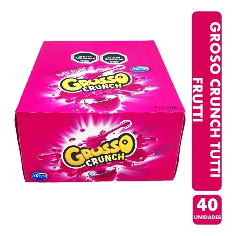 Chicle Grosso Crunch Sabor Tutti Frutti (caja Con 40 Uni)