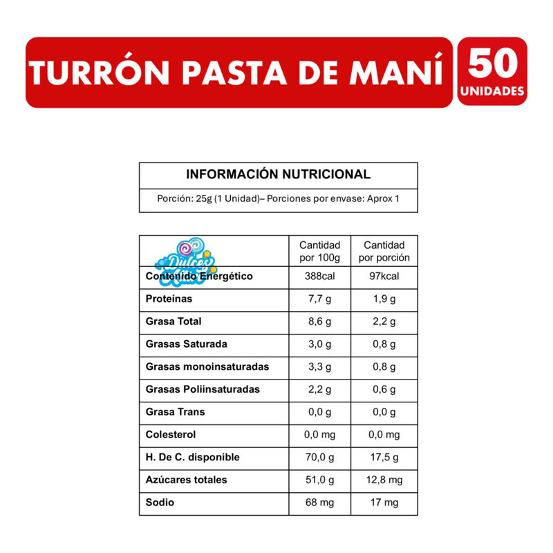 Turrón Oblea Con Pasta De Maní - Nevares (caja Con 50 Uni)