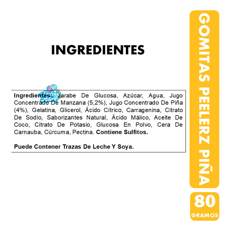 Gomitas Virales Peelerz Sabor Piña Pelables Sin Gluten
