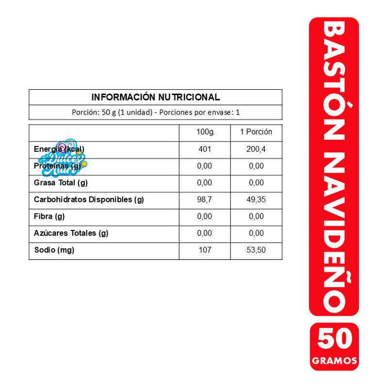 Bastón Navideño Con Confites Surtidos -sin Azúcar (unitario)