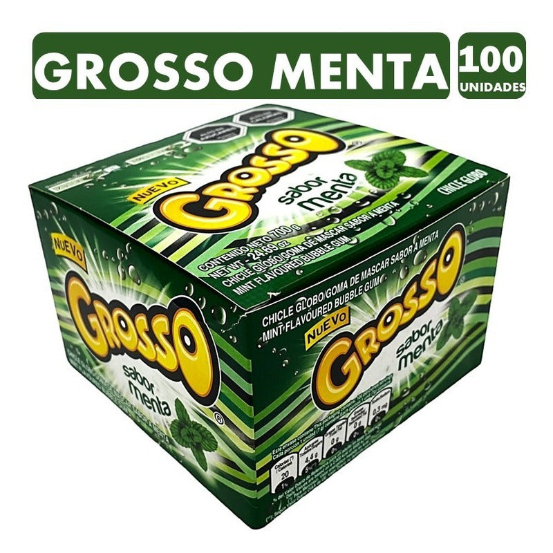Chicle Grosso Menta Display 100 Unidades 7gr