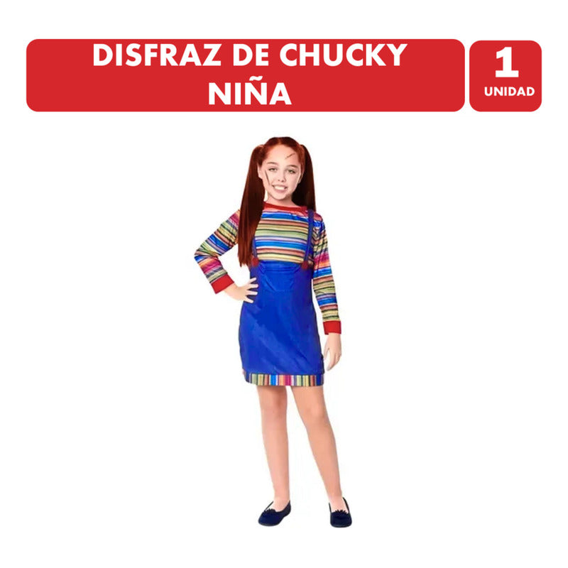 Disfraz Infantil Niña Muñeco Diabólico Especial Halloween Azul 10 - 12