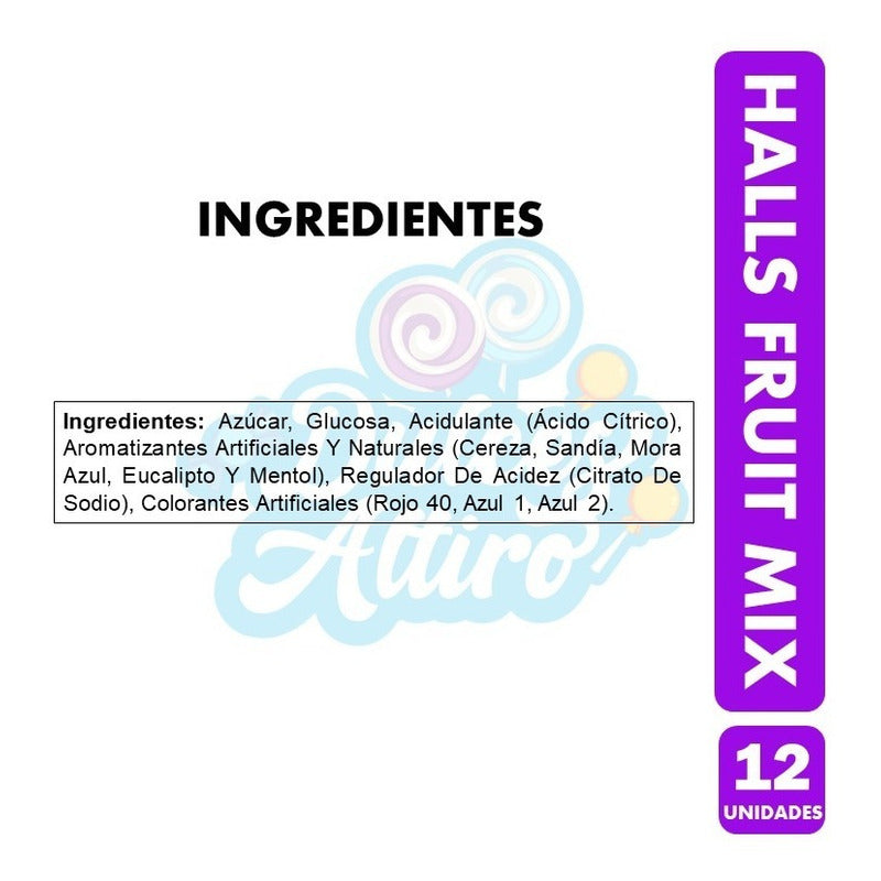 Halls Morado - Sabor Fruit Mix (caja Con 12 Unidades)