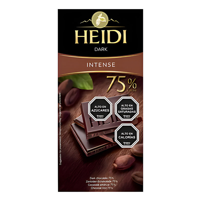 Chocolate Heidi Dark Intense 75% Cacao - Vegano (barra 80gr)