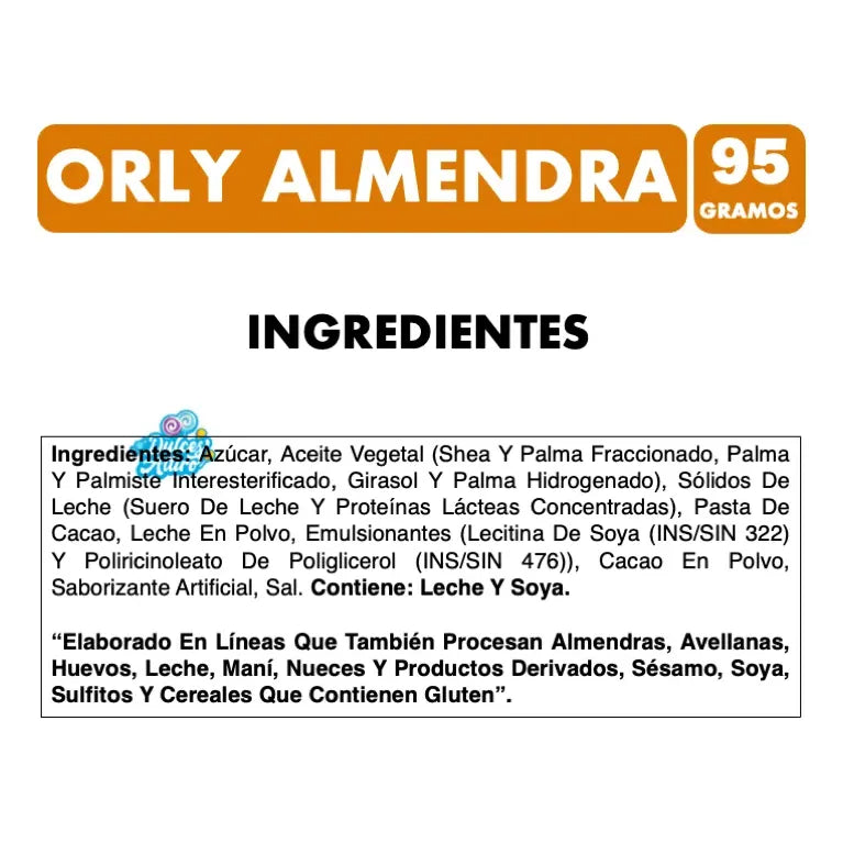 Chocolate Orly Almendra De Ambrosoli (barra 95 Gramos)