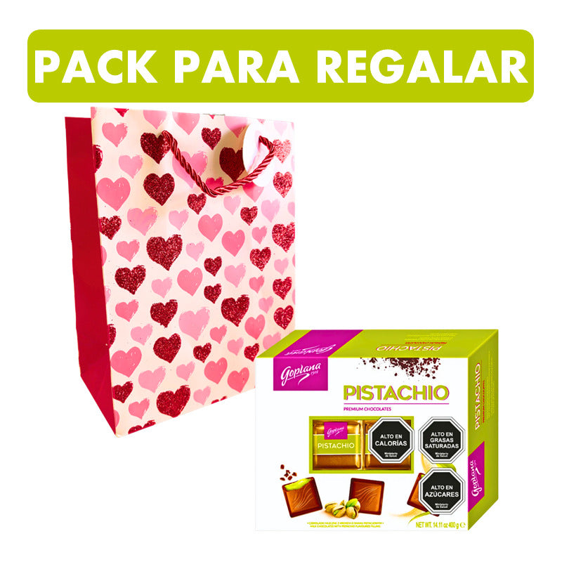 Pack Bombones Pistacho Goplana Caja 400gr + Bolsa De Regalo