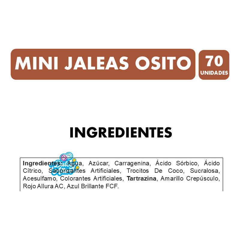Mini Jaleas Para Cumpleaños En Pote Forma De Oso (70 Uni)