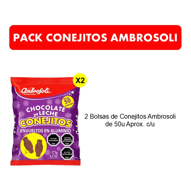 Pack Bolsa Conejitos De Pascua Ambrosoli (2 Unidades)
