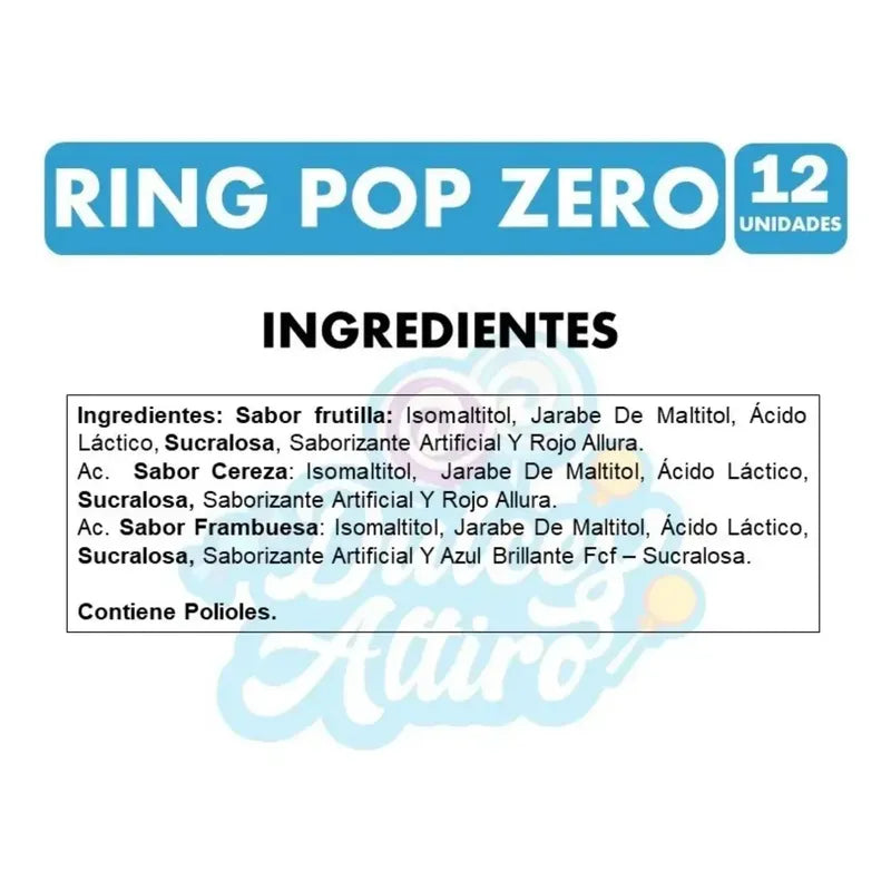 Ring Pop Zero Sin Azúcar - Anillos De Sabores Surtidos