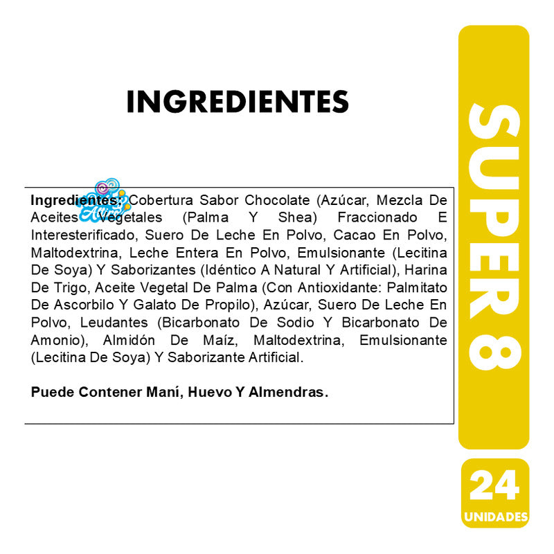Super 8 - Oblea Bañada Con Cobertura Sabor Chocolate (24 Un)
