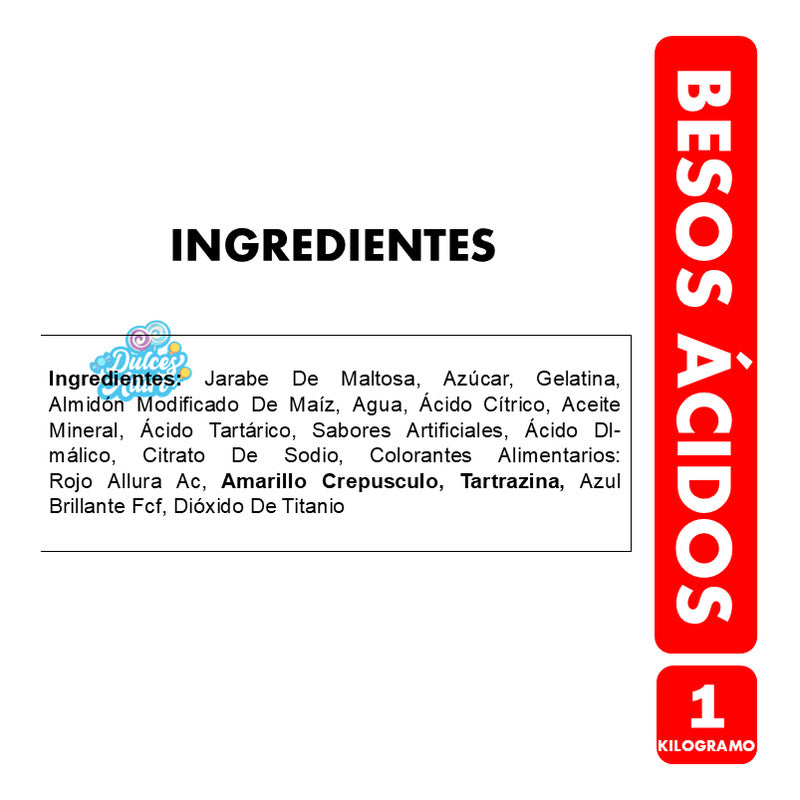 Gomitas De Besos Acidos - Gomitas De Besos 14f (bolsa De 1k)