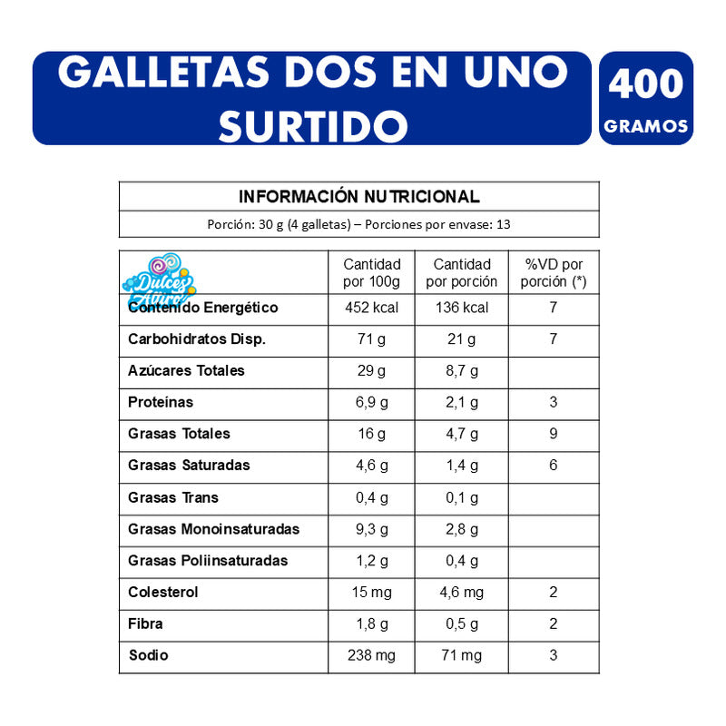 Galletas Dulces Surtidas Holanda Dos En Uno - Bolsa De 400gr