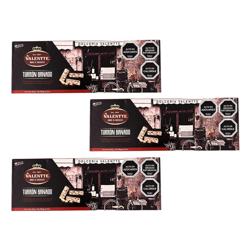 Turrón De Maní Bañado En Chocolate De Valentte (pack 3 Uni)