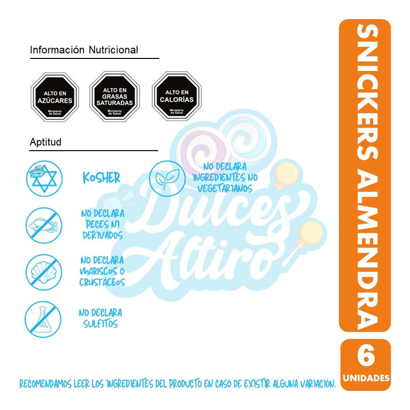 Snickers Almendra - Barra De Chocolate (pack De 6 Unidades)