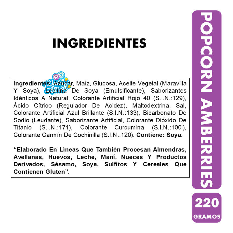 Popcorn Amberries Sabor Mora Y Frambuesa (cabritas 220 Gr)