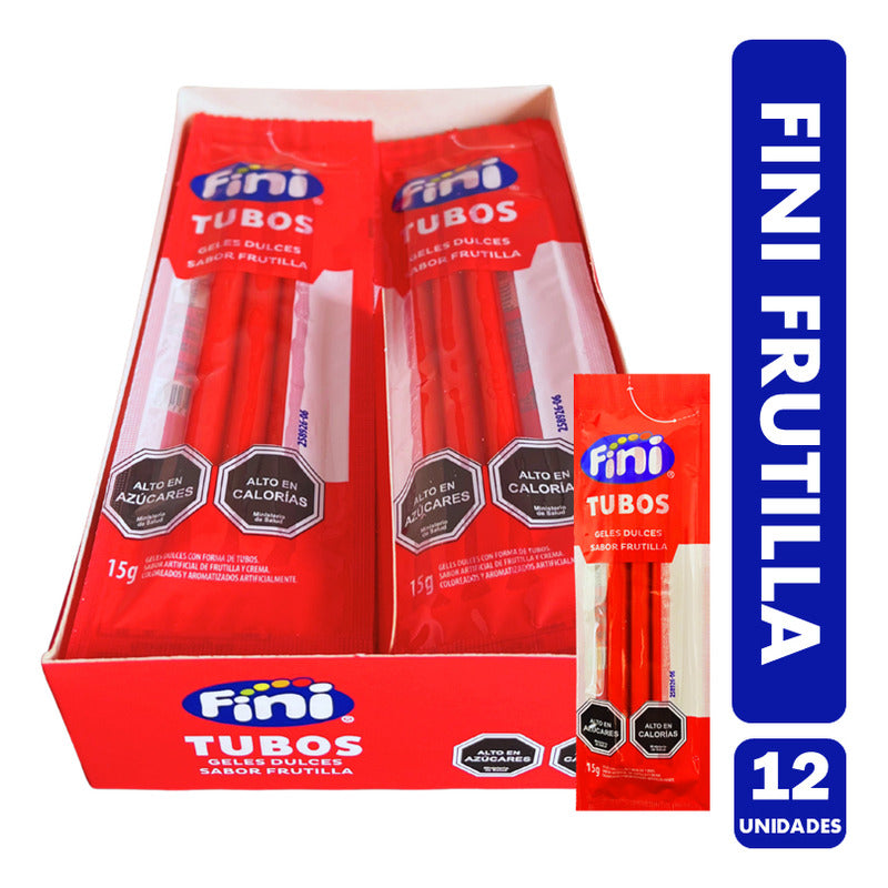 Gomitas Fini Frutilla - Tubos Rojos (caja Con 12 Unidades)