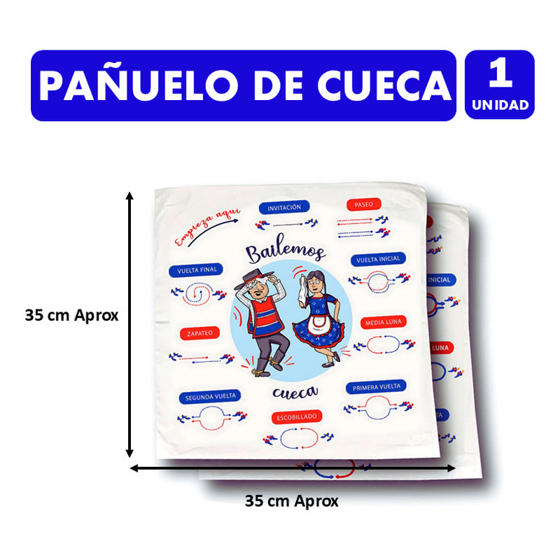 Pañuelo Para El 18 Con Pasos De Cueca Impresos (unitario)