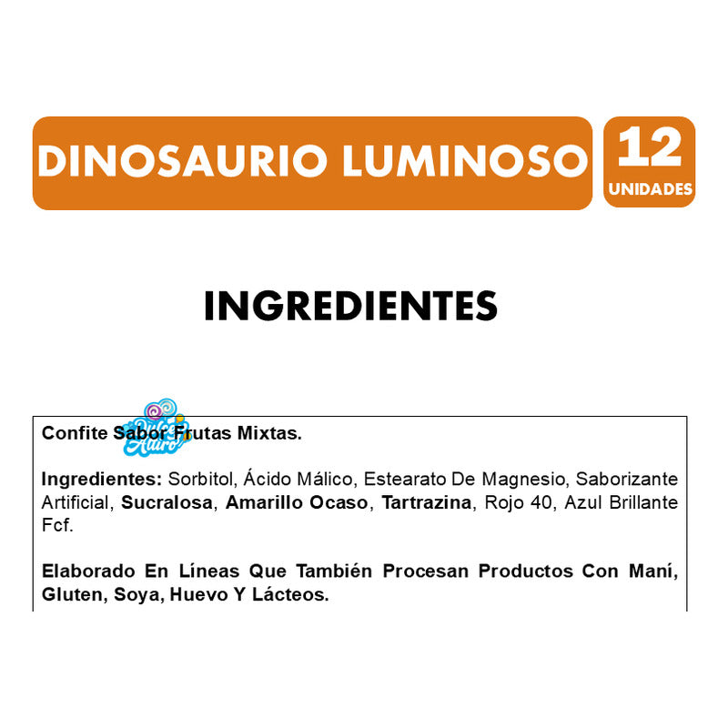 Juguetes Para Cumpleaños - Dinosaurio Luminoso (caja 12 Un)