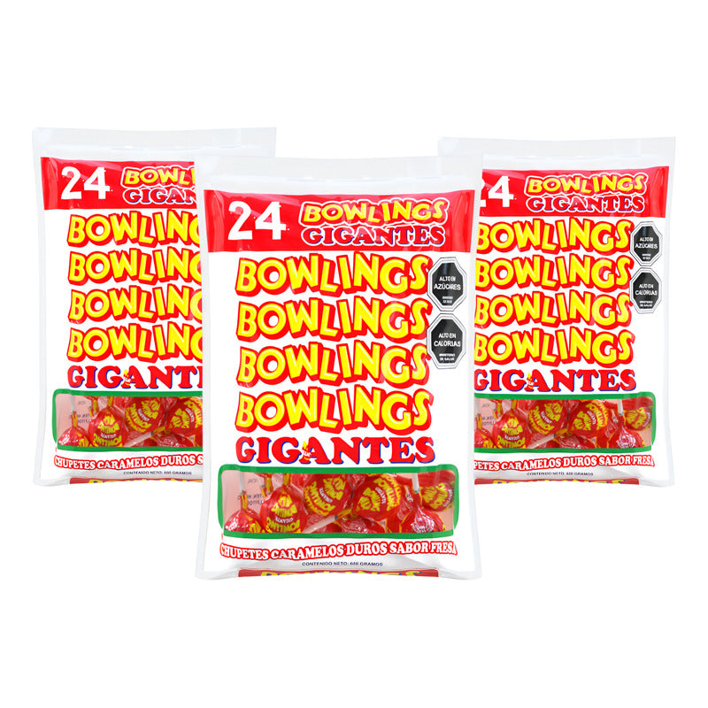 Coyacs Bowling Rojo Sabor Fresa Fruna - Pack De 3 Bolsas