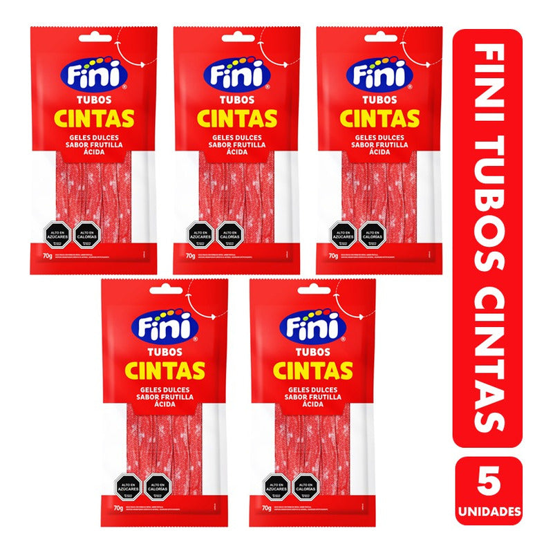 Fini Cintas Frutilla Ácida  - Geles Dulces (pack 5 Unidades)