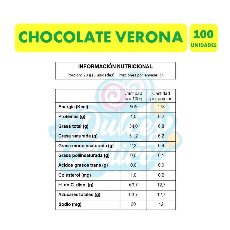 Chocolate Verona Blanco -clásico De Infancia (bolsa De 100)