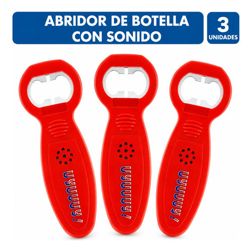 Abridor Viral Con Sonido Uyuii Especial Fiestas (pack 3 Uni) Rojo