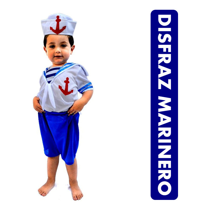 Disfraz Infantil Halloween Marinero Para Niño (1 A 3 Años) Celeste/azul 1-3 Años