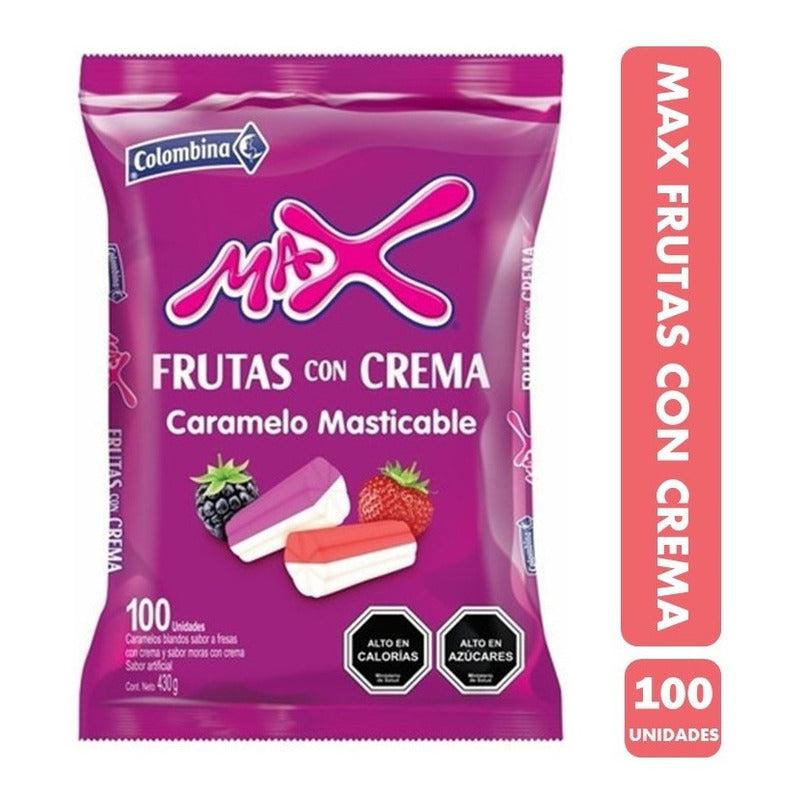 Masticable Max Frutas Con Crema Bolsa 100 Unidades