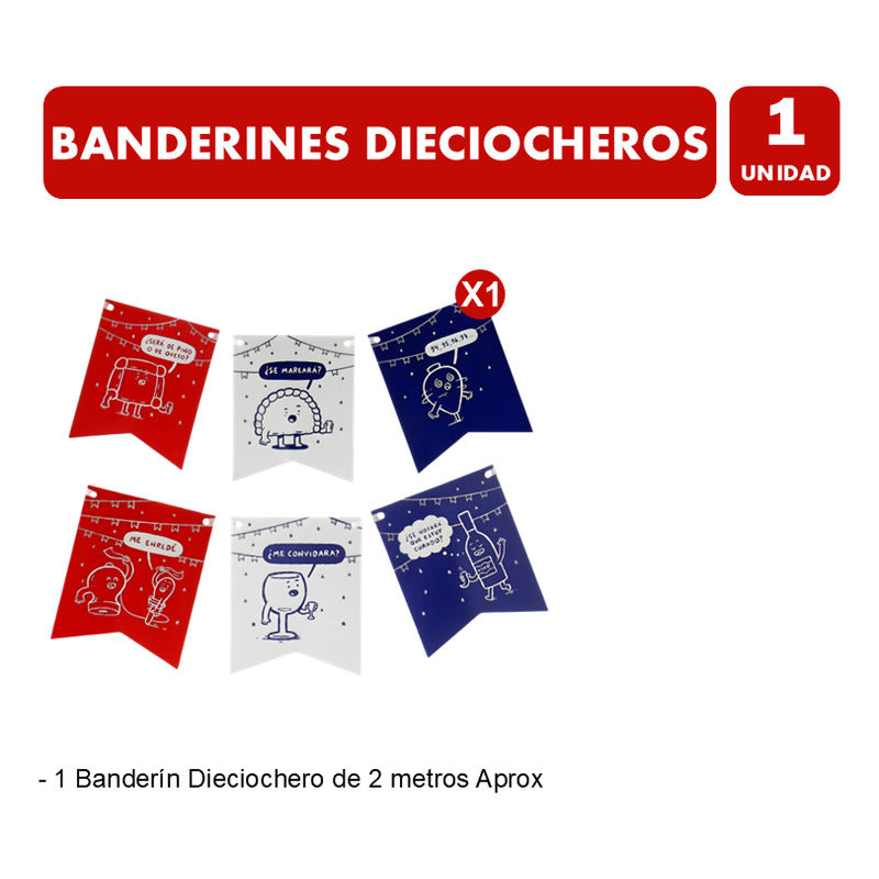 Banderines Para El 18 Con Diseños Entretenidos (2mts)