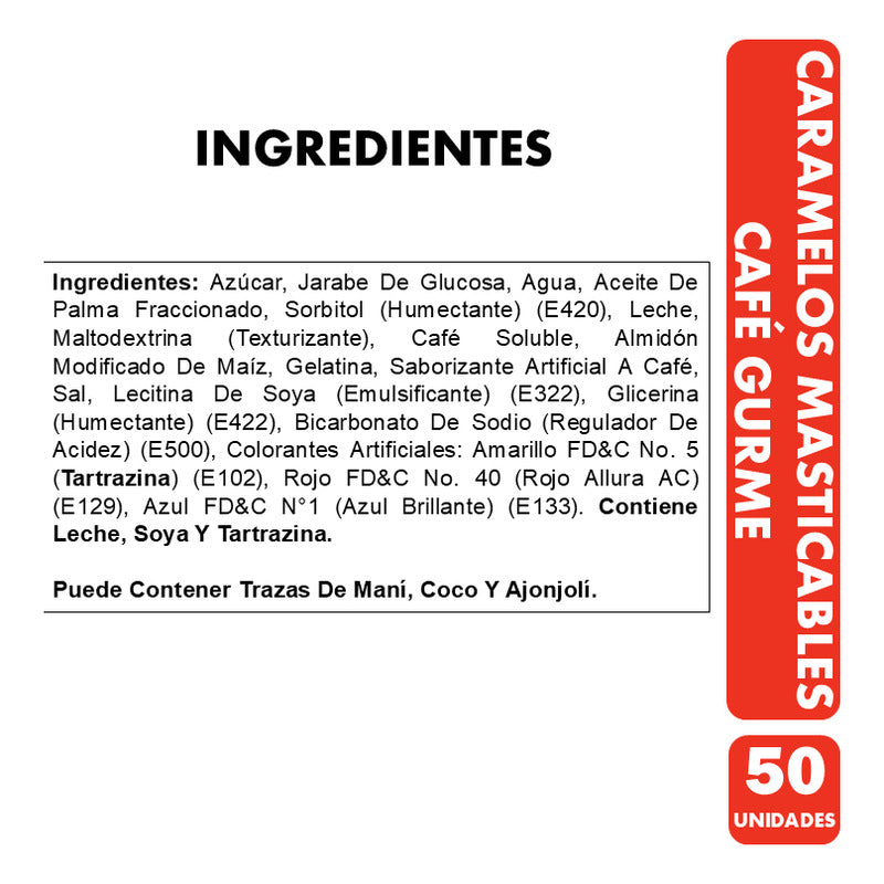 Caramelo Masticable De Café Gurme - Bolsa Con 50 Unidades