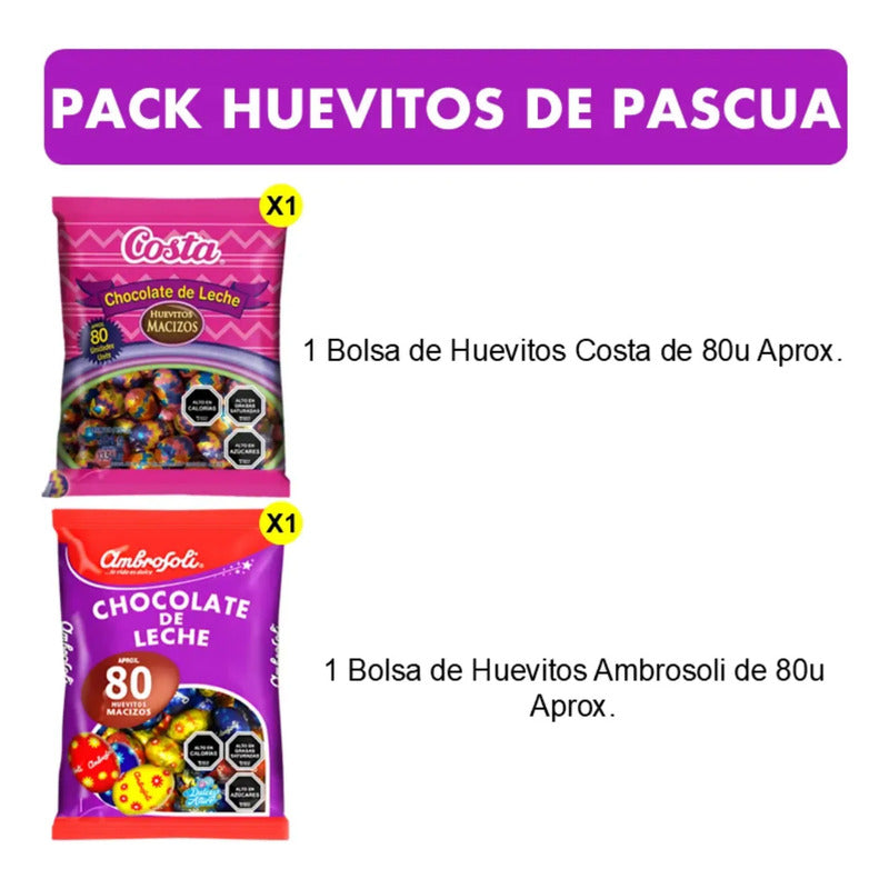 Pack Bolsa Huevitos De Pascua Costa + Huevitos Ambrosoli