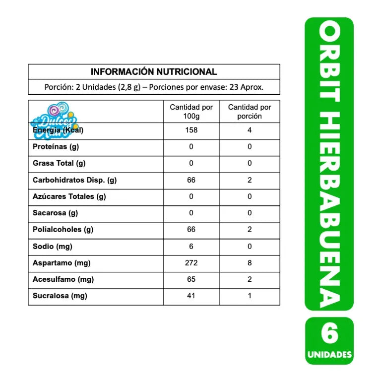 Chicle Orbit Hierbabuena Envase Verde (pack 6 Unidades)