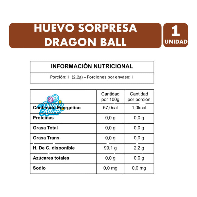 Huevo Sorpresa Dragon Ball Super Con Caramelo Sin Azúcar