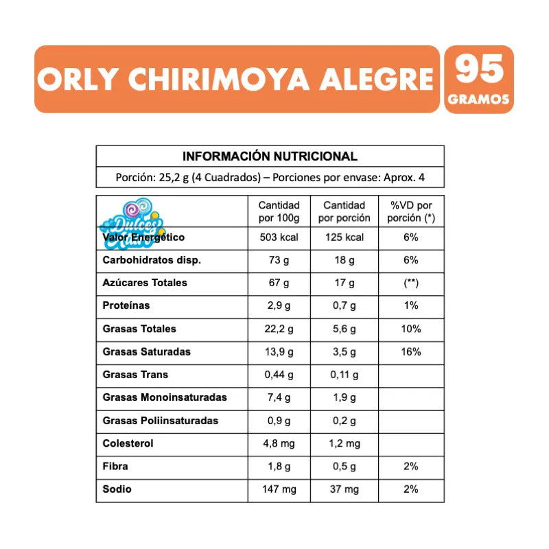 Chocolate Orly Chirimoya Alegre De Ambrosoli (barra 95gr)