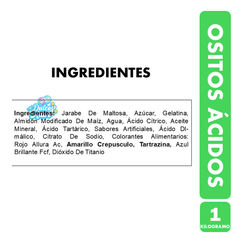 Ositos Acidos Gomitas Acidas En Forma De Osito (bolsa De 1k)