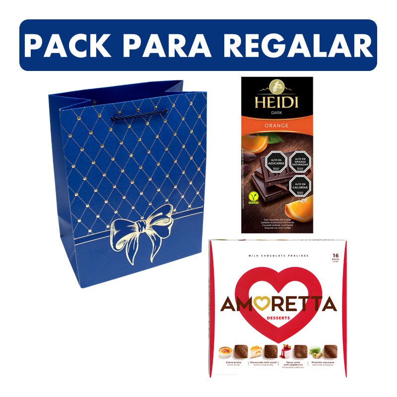 Pack Pralinés Amoretta Desserts + Chocolate Heidi + Bolsa